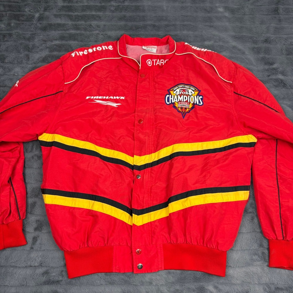 Vintage Firestone Racing Target Chip Ganassi 4 For 4 Champions Jacket Men XL Red